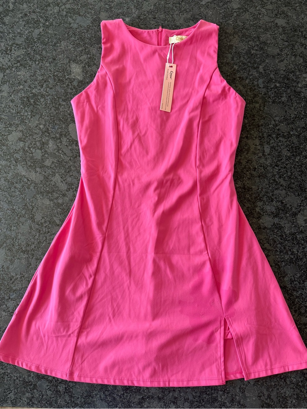 Sleeveless Midi Fit-and-Flare Dress in Hot Pink